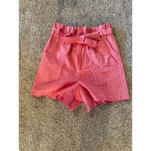 Draper James Red Paperbag Style‎ High Waisted Cotton Linen Blend Sz Small Shorts